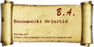 Bocsanszki Arisztid névjegykártya